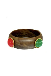 Pulseira Resina com Pedras Coloridas