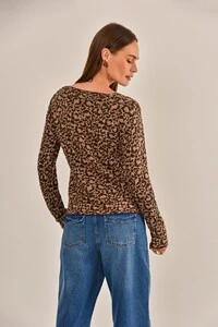 Cardigan Berlim Tricô Animal Print