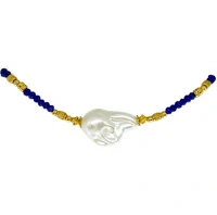 Choker Azul com Pérola Barroca