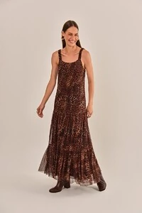 Vestido céu Tule Animal Print