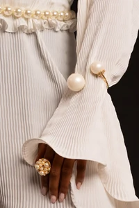 Bracelete Duo Exagerado Pérola/Dourado