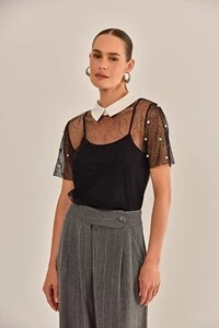 Blusa Alecrim Tule Bordado