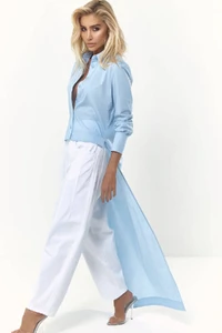 Camisa Cropped Tricoline com Calda Azul