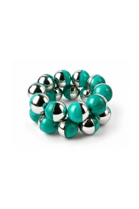 Kit Pulseiras Esferas Turquesa com Prateado