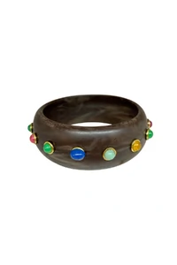 Pulseira Resina com Pedras Coloridas