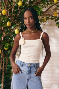 Blusa Fiore Malha Canelada Off white