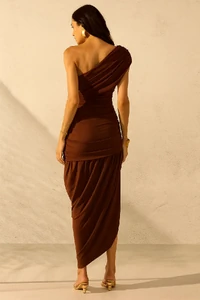 Vestido Jersey Drapeado Um Ombro