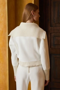 Casaco Crepe Retilínea Off White