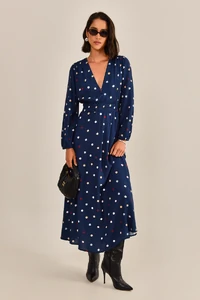 Vestido Ashley Viscose Estampa Poá