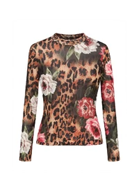 Blusa Tule Estampado Onça Flores