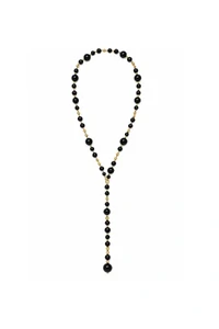 Colar 3 em 1 Esferas Pretas com Dourado