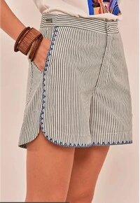 Short Pitaya Tricoline com Bordado