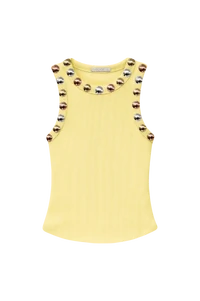 Regata Canelada Amarela Detalhe Tachas