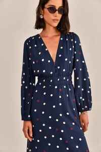 Vestido Ashley Viscose Estampa Poá