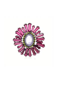 Broche Oval Raios Cristais