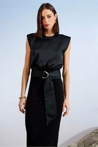 Vestido Midi Mix Sem Manga