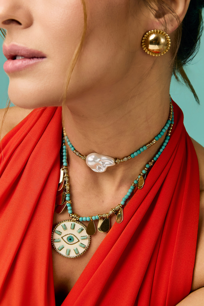 FotoChoker Turquesa com Pérola Barroca