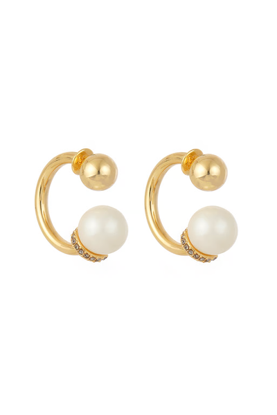 Foto Brinco Argola Invertida Exagerado Pérola/Dourado