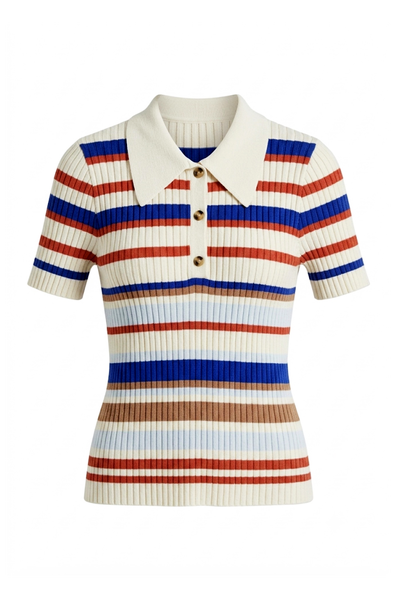 Foto Blusa Polo Tricô Listras Color