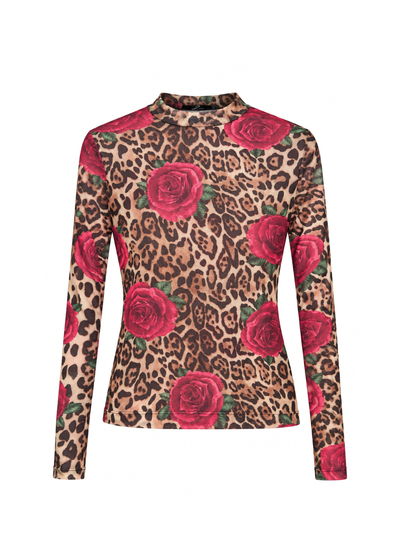 Foto Blusa Tule Estampado Onça Flores