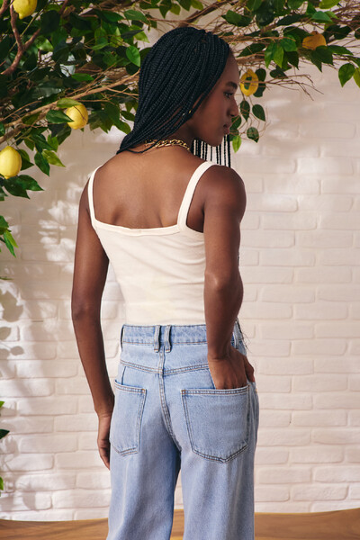 Foto Blusa Fiore Malha Canelada Off white