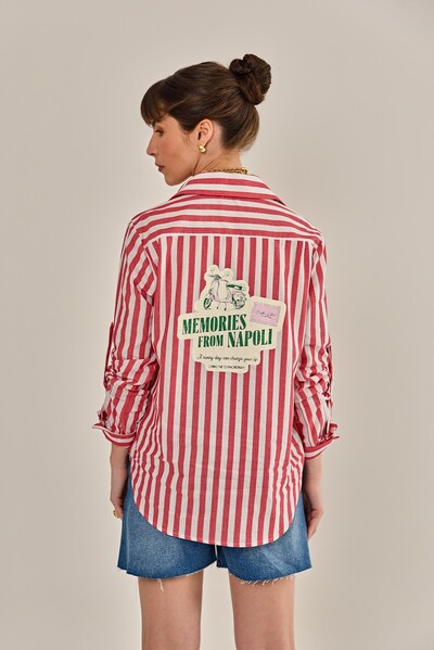 Foto Camisa Lajos Tricoline Vermelha