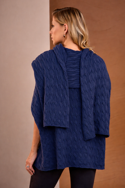 FotoPoncho Trança Cachecol Marinho