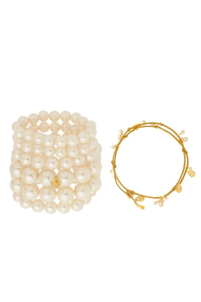 Foto Kit de Pulseiras e Cordão Pingentes Pérola Presenza