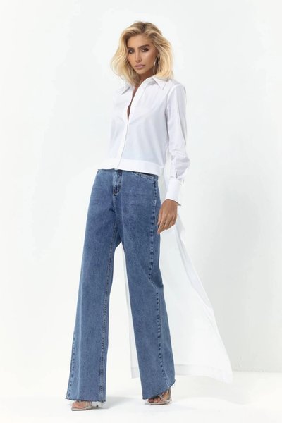 Foto Camisa Cropped Tricoline com Calda Branca