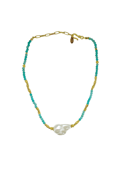 Foto Choker Turquesa com Pérola Barroca