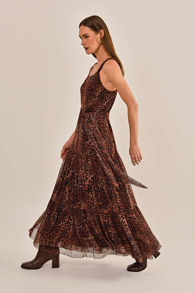 Foto Vestido céu Tule Animal Print