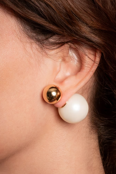 FotoBrinco Botão Pérola/Dourado