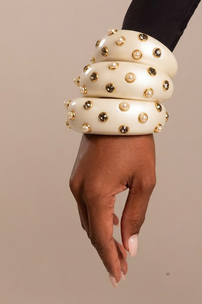 FotoBracelete Aberto Mix Pérolas Dourado