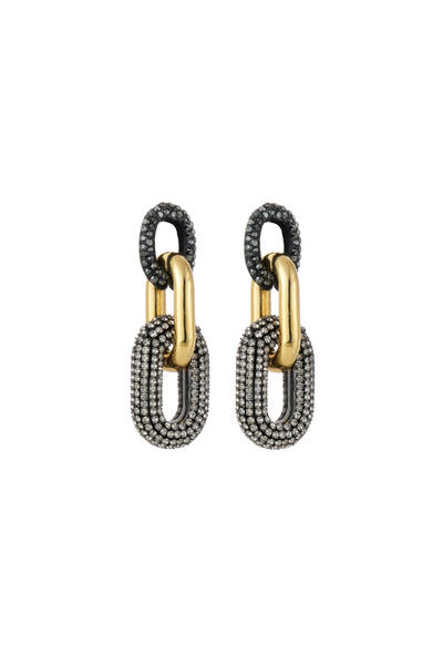 Foto Brinco de Elos Cravejados com Strass | Mix Banhos