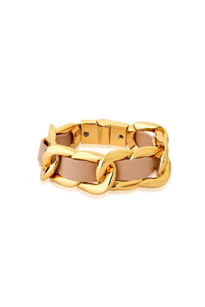 Foto Pulseira Corrente Couro Nude
