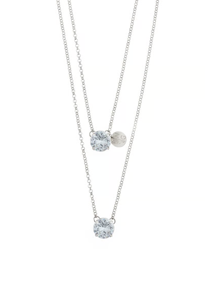 Foto Colar Escapulário Ponto de Zircônia Flora Prateado