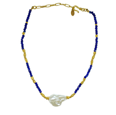 Foto Choker Azul com Pérola Barroca