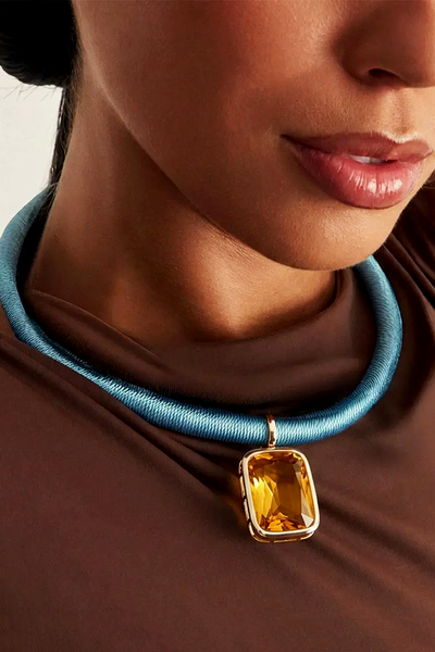 Foto Pingente Retangulo Cristal Topázio Amarelo