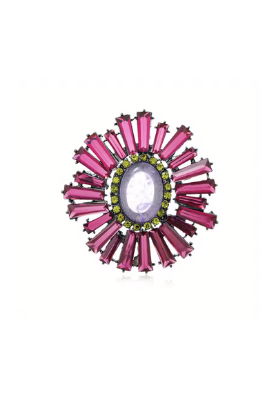 Foto Broche Oval Raios Cristais