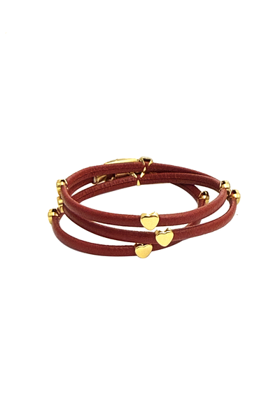 Foto Pulseira Couro Vermelho Corações