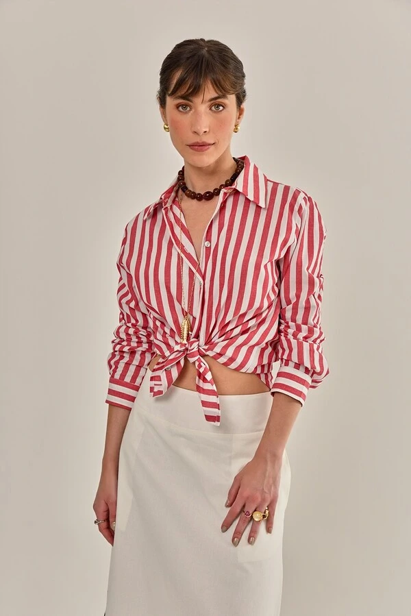 Camisa Lajos Tricoline Vermelha