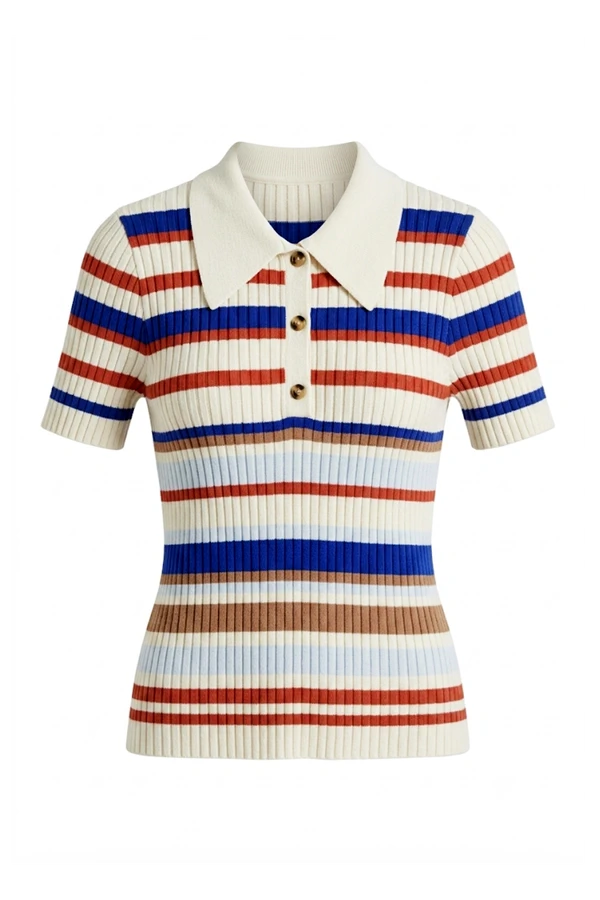 Blusa Polo Tricô Listras Color