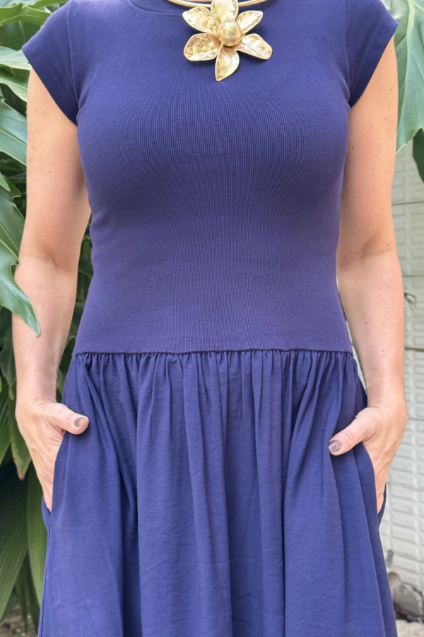 Vestido Longo Blusa Canelada