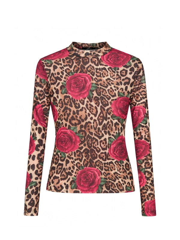 Blusa Tule Estampado Onça Flores