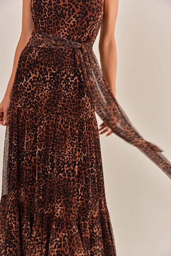 Vestido céu Tule Animal Print