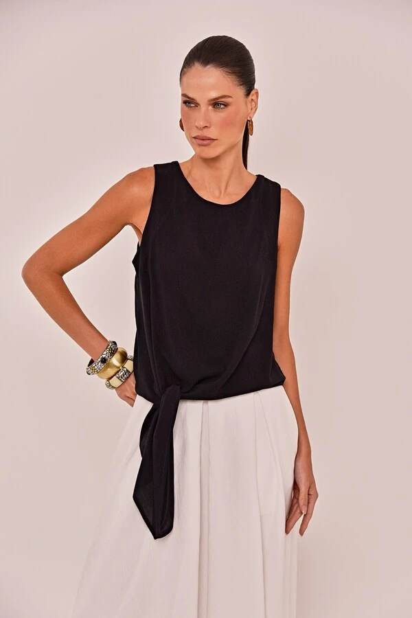 Blusa Rosa Crepe de Viscose