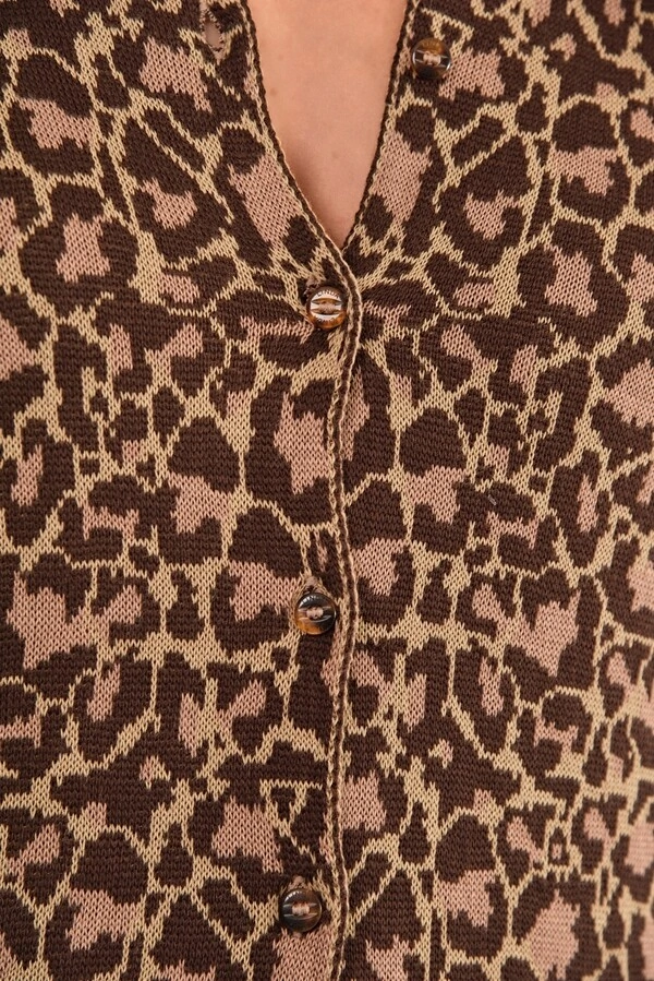 Cardigan Berlim Tricô Animal Print