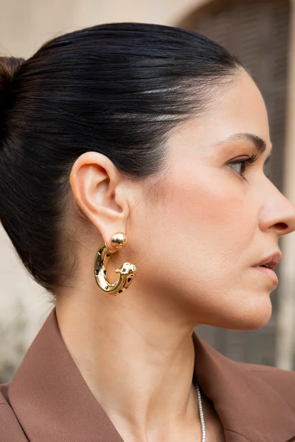 Brinco Meia Argola Leopardo