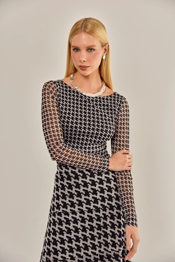 Blusa Duo Tule Estampado