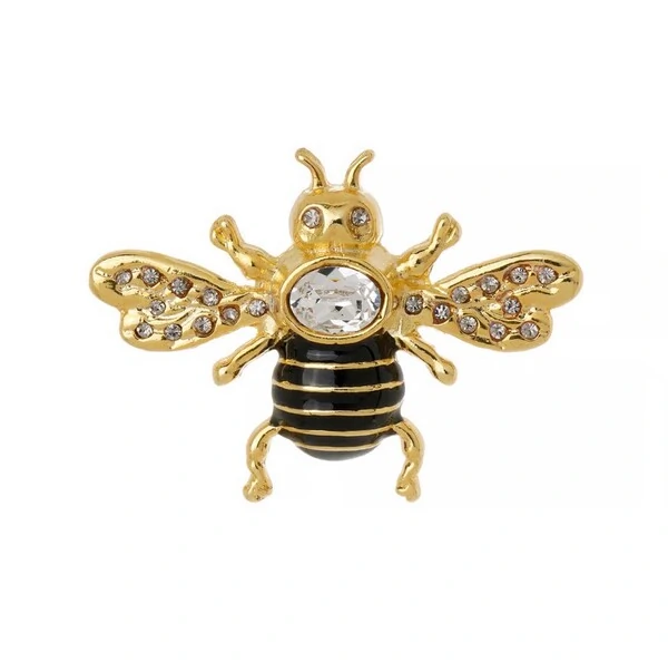 Broche Botton Abelha Esmaltada Marinho